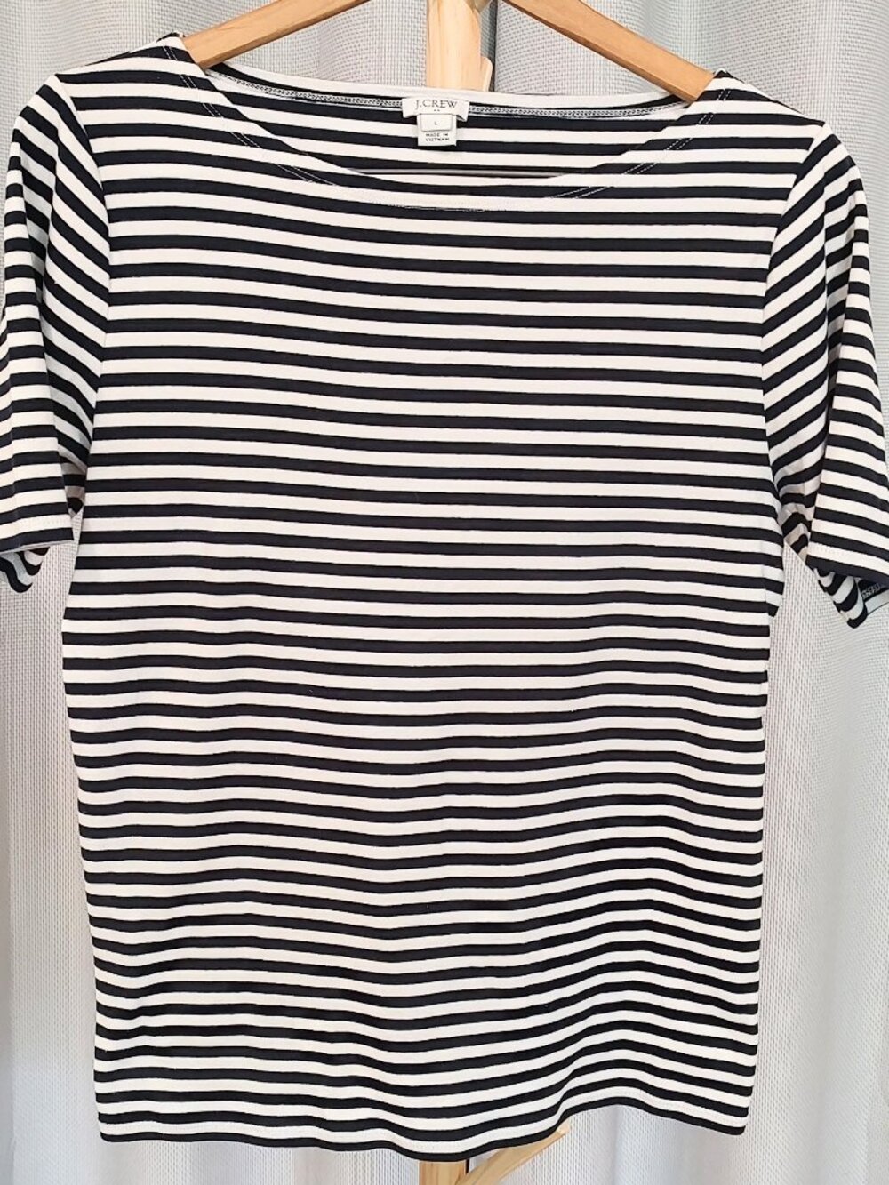 J.Crew Factory Striped Perfect Fit Open-Neck Short-Sleeve T-shirt Navy Large L